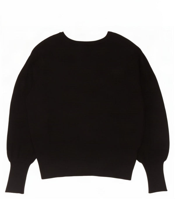 Suéter feminino Marks & Spencer com gola canoa Reino Unido 16 grande viscose preta