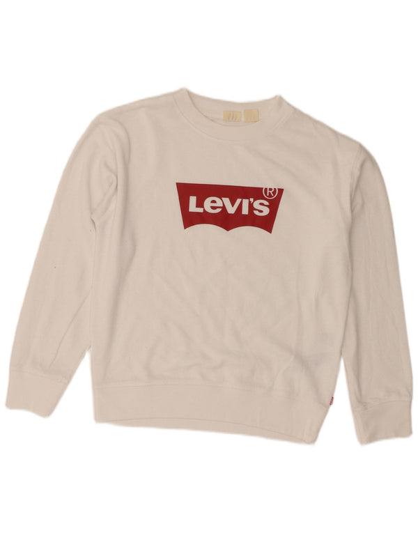 Levi's feminino gráfico oversized moletom jumper UK 6 XS algodão branco