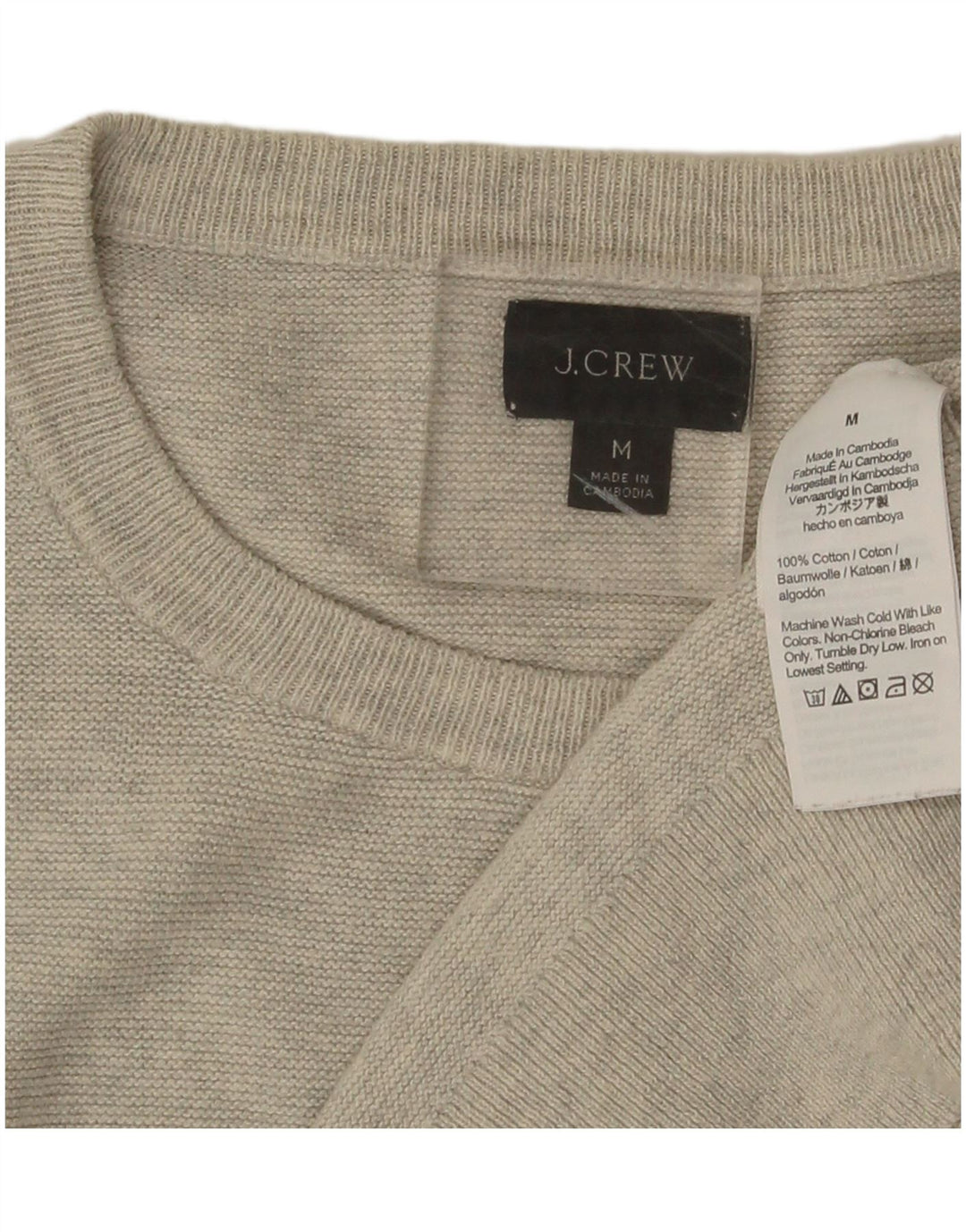 Suéter masculino J. Crew com gola redonda e algodão cinza médio