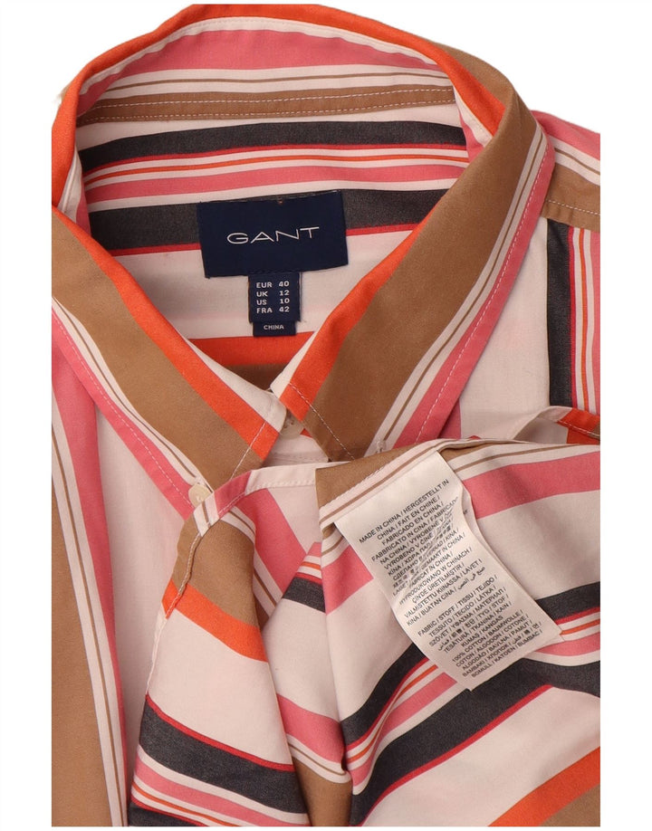 Camisa grande feminina Gant UK 12 algodão listrado multicolorido médio