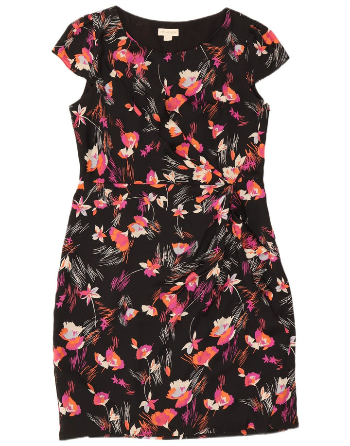 Vestido bainha feminino Monsoon Reino Unido 16 grande poliéster floral multicolorido