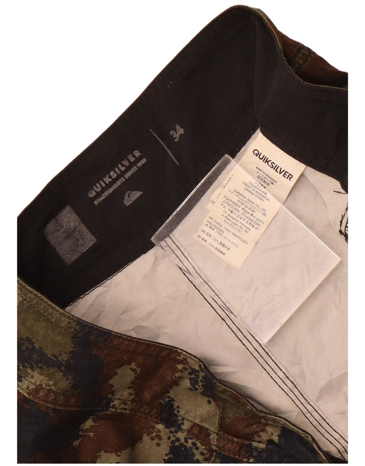 Shorts de natação masculinos Quiksilver grande poliéster camuflado cáqui