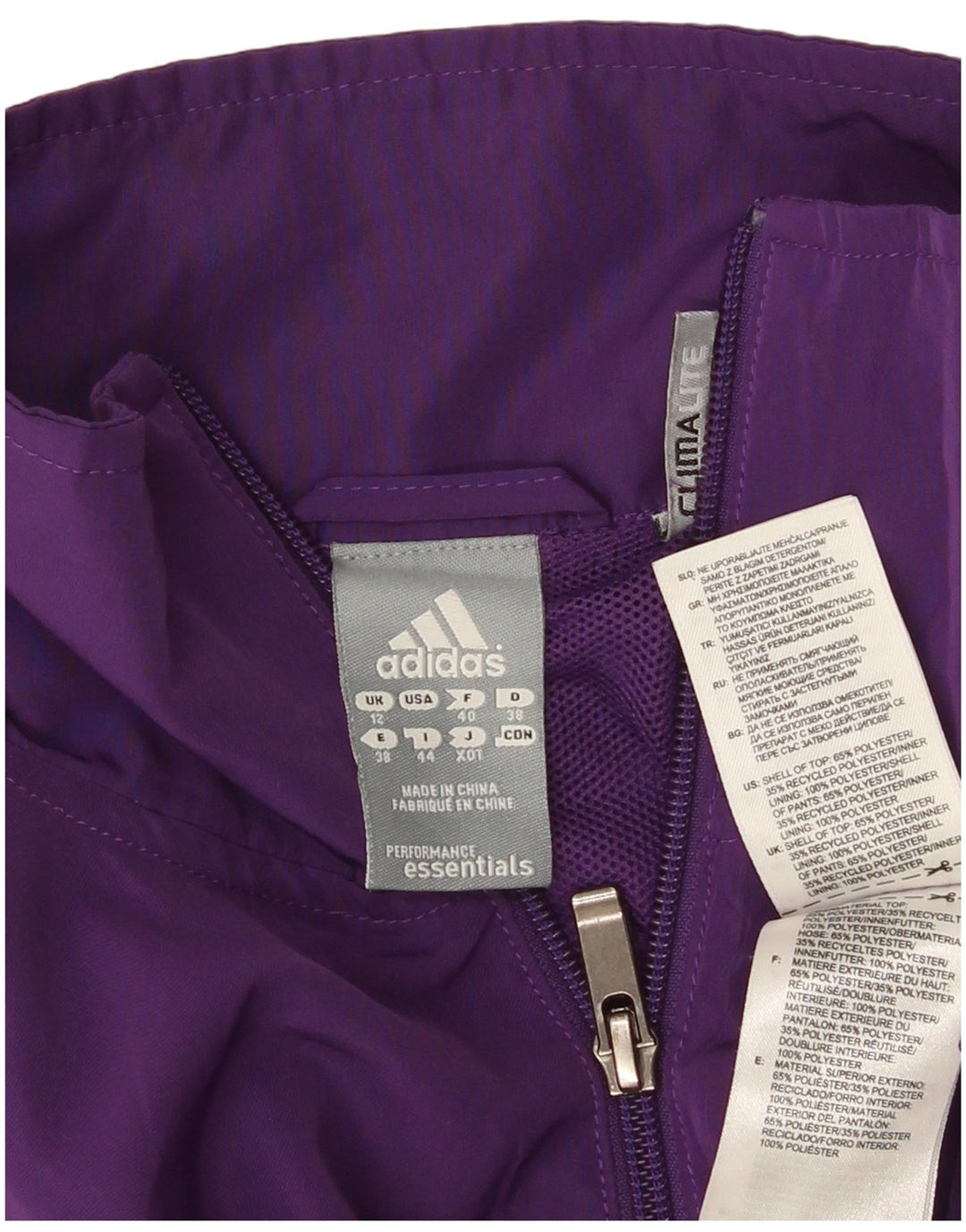 Adidas Womens Climalite Tracksuit Top Jacket UK 12 Médio Roxo Poliéster