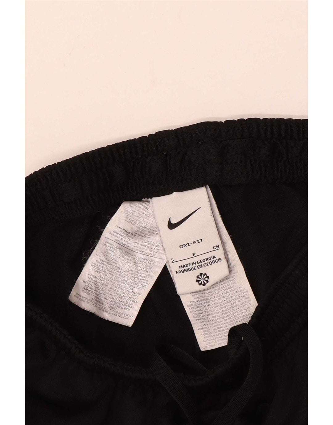 Calça de treino masculina Nike Dri Fit pequena preta colorblock poliéster