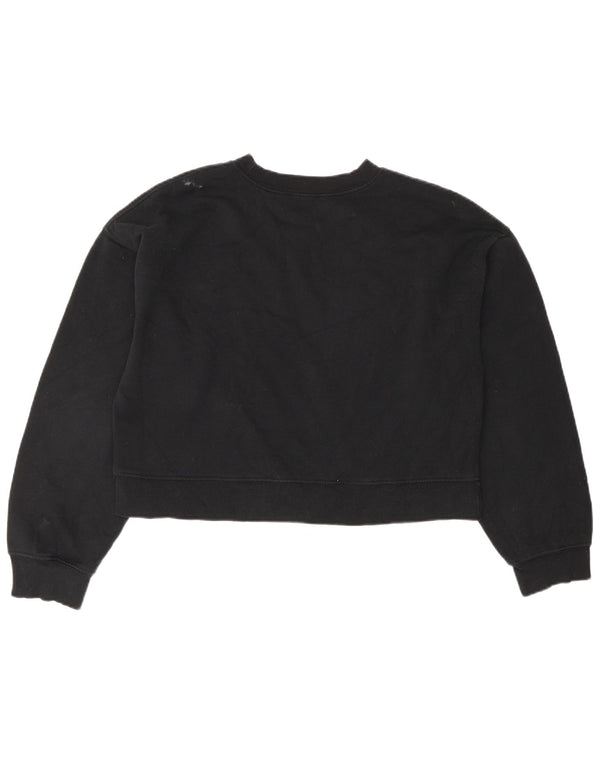 Zara moletom feminino oversized crop jumper UK 10 pequeno algodão preto