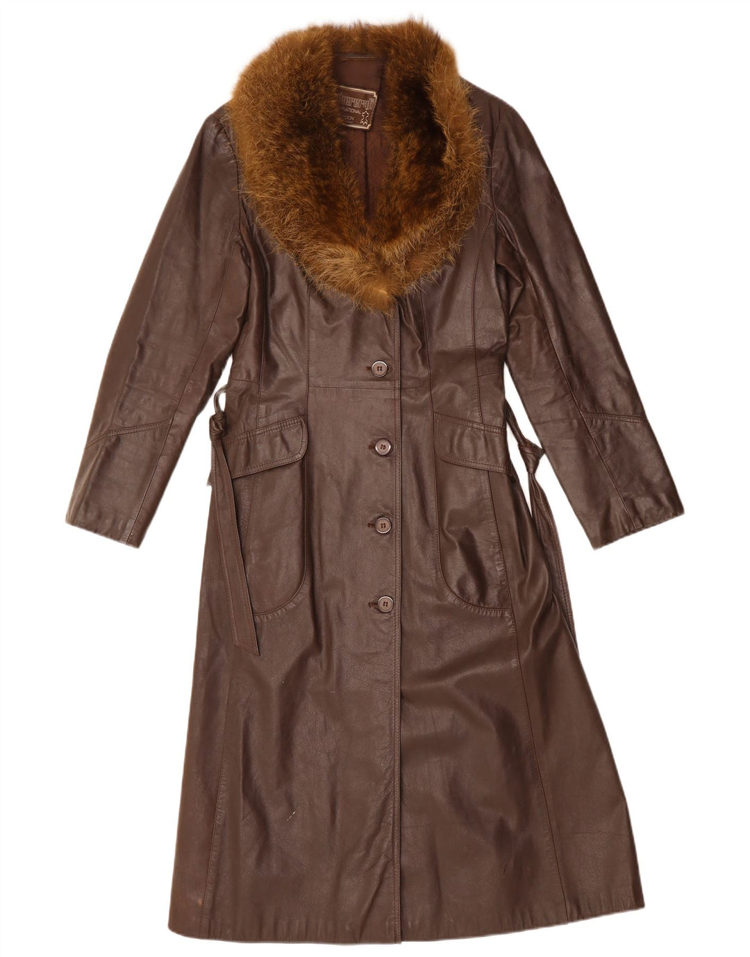 Casaco de couro feminino VINTAGE UK 12 couro marrom médio