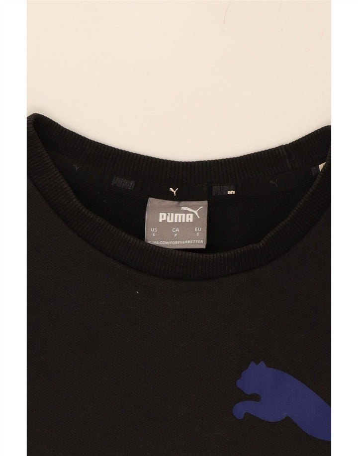 PUMA Mens Graphic Sweatshirt Jumper Small Black Vintage Puma and Second-Hand Puma from Messina Hembry 