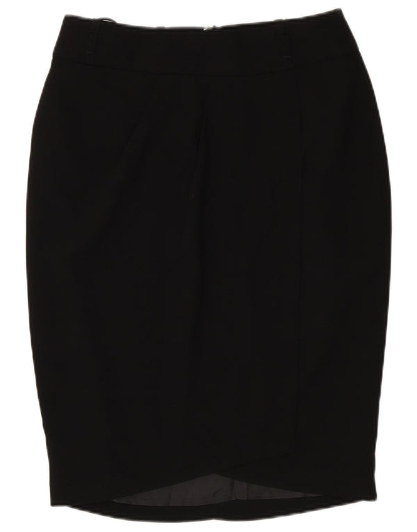 Saia lápis feminina Marks & Spencer Reino Unido 12 médio W30 poliéster preto