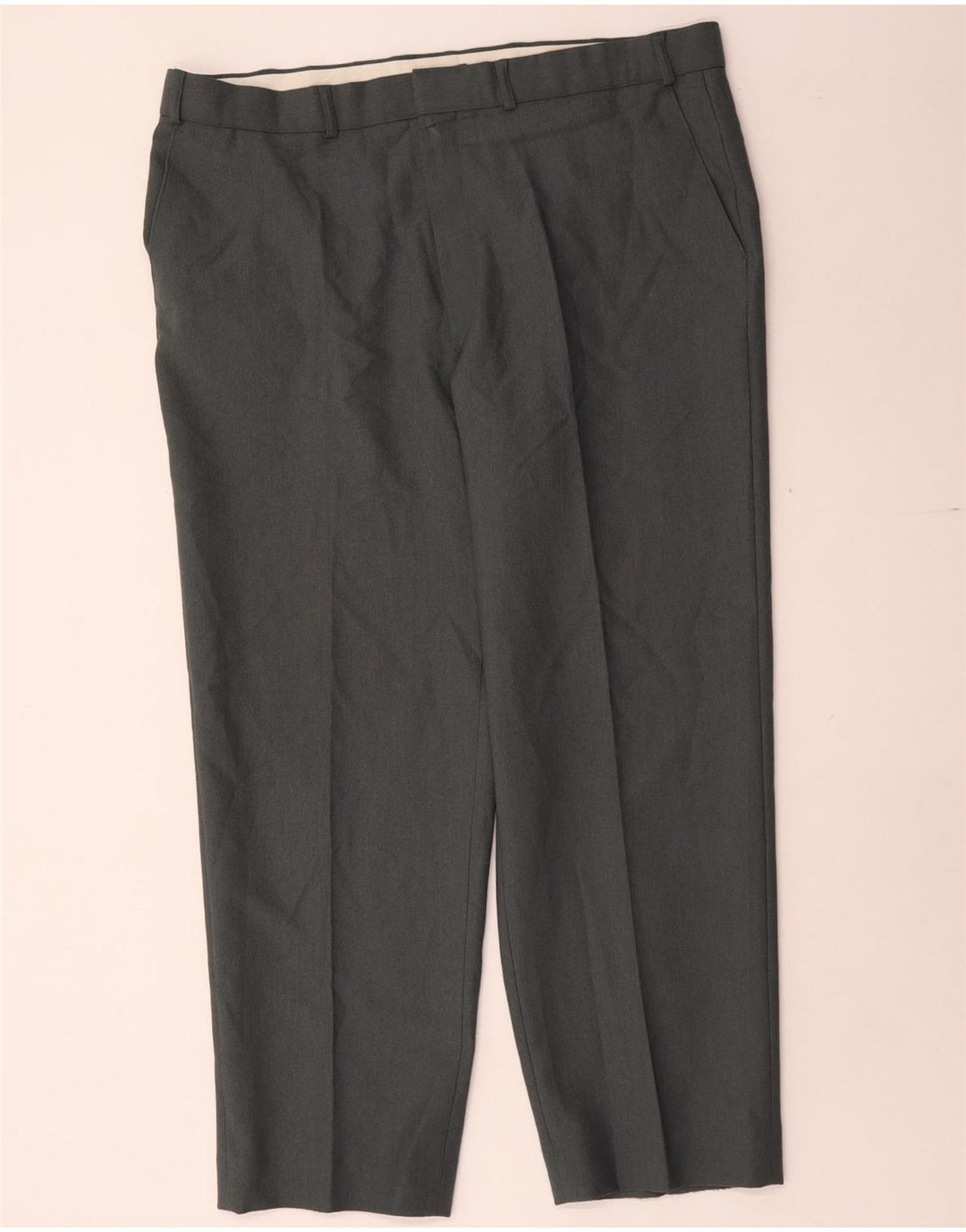 Calça chino reta masculina Marks & Spencer W40 L29 poliéster cinza