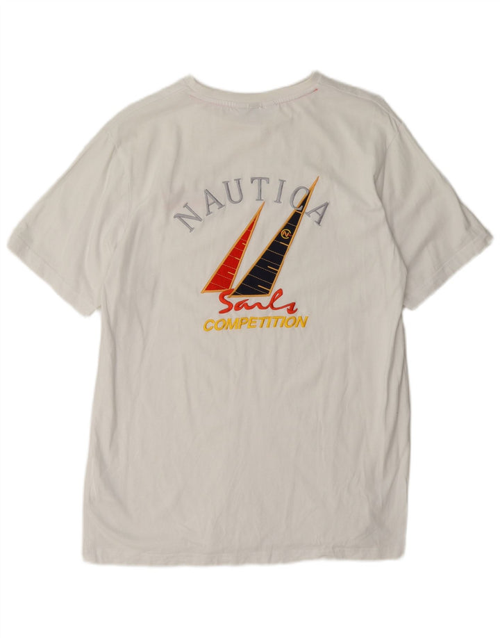 Camiseta masculina gráfica Nautica Top grande de algodão branco