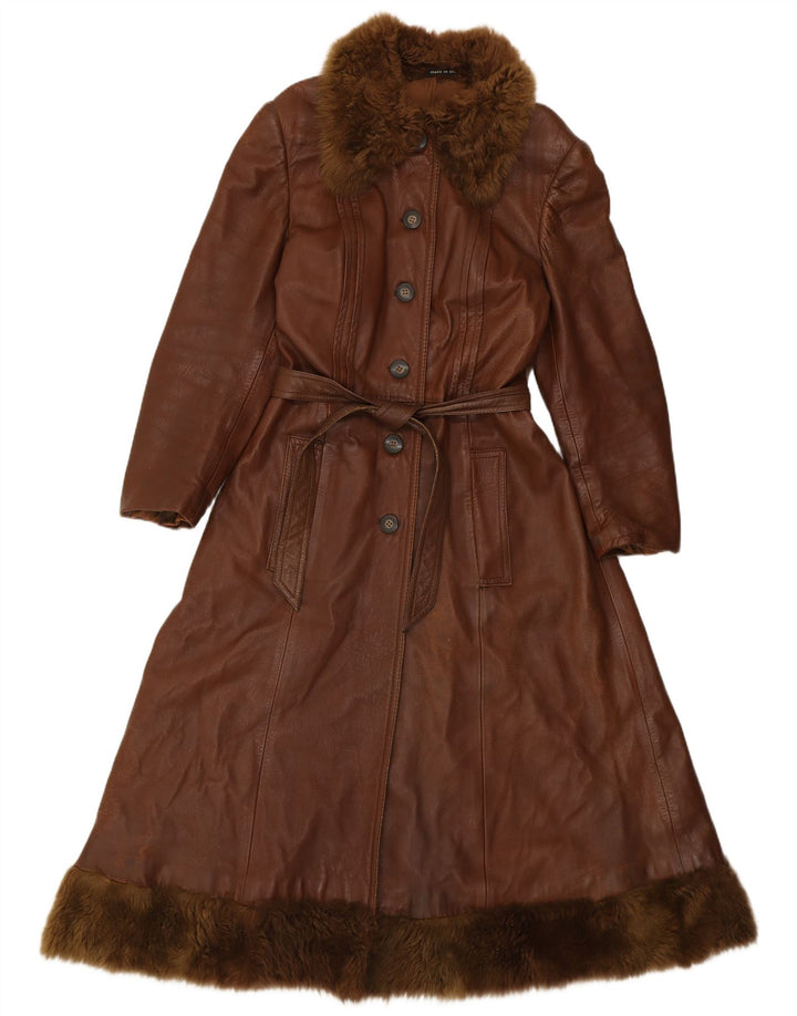 Casaco de couro feminino Induyco Reino Unido 12 couro marrom médio