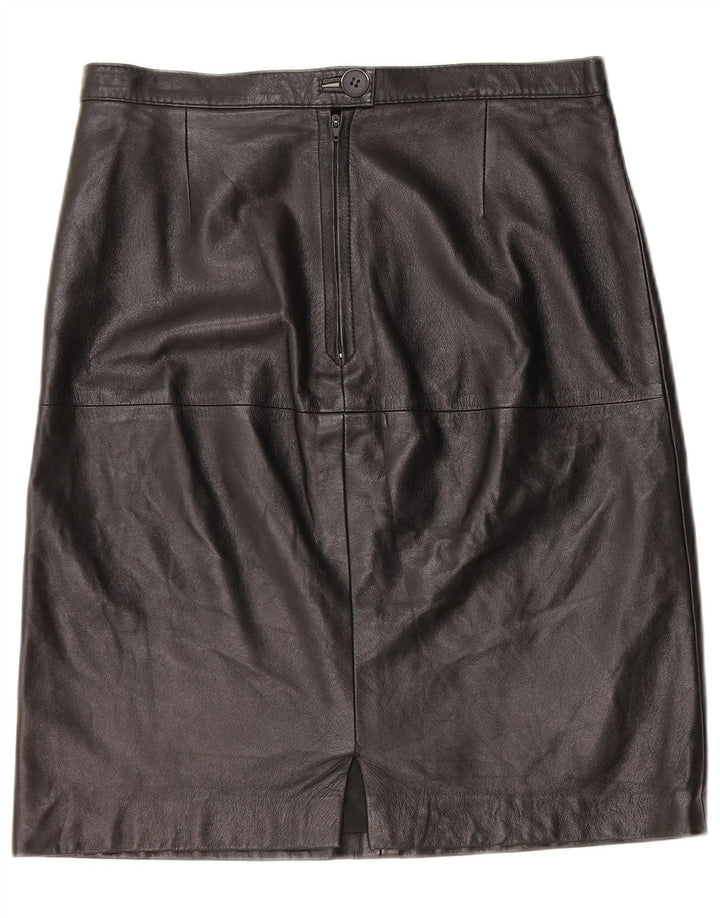 Saia de couro feminina vintage W30 couro preto médio