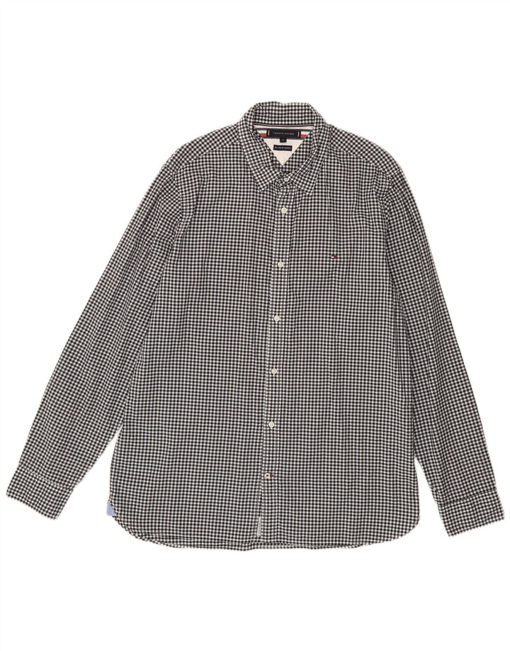 Camisa masculina Tommy Hilfiger XL preta algodão guingão