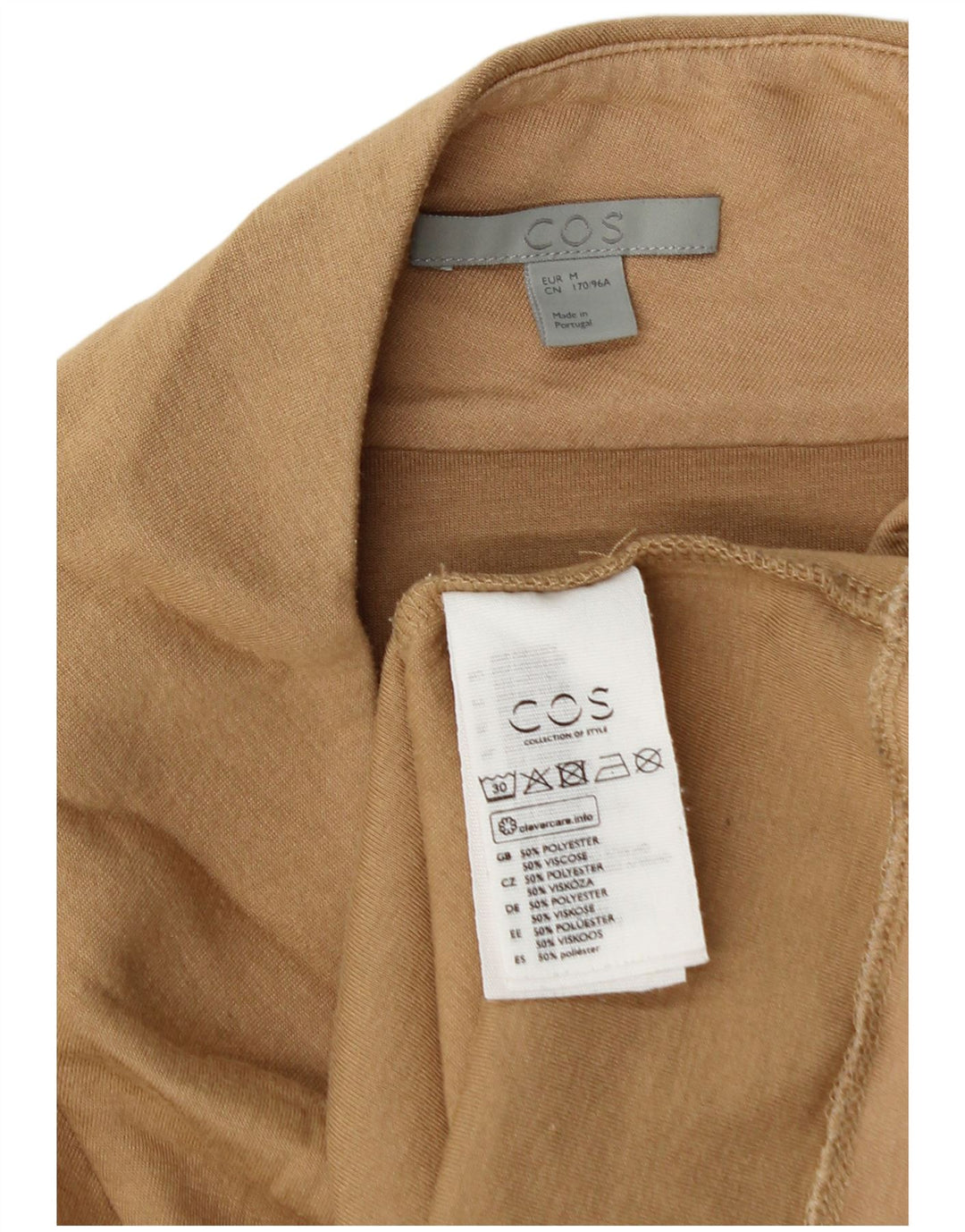 Cos Womens Top Manga Longa UK 14 Poliéster Bege Médio