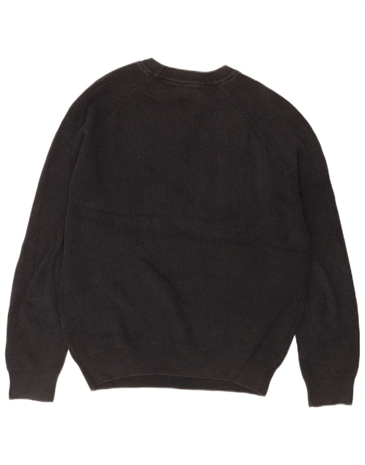 Zara Suéter masculino com gola redonda, algodão preto médio