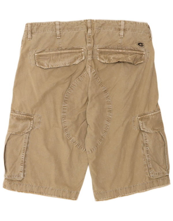 Shorts cargo masculino vintage W33 algodão listrado cáqui médio