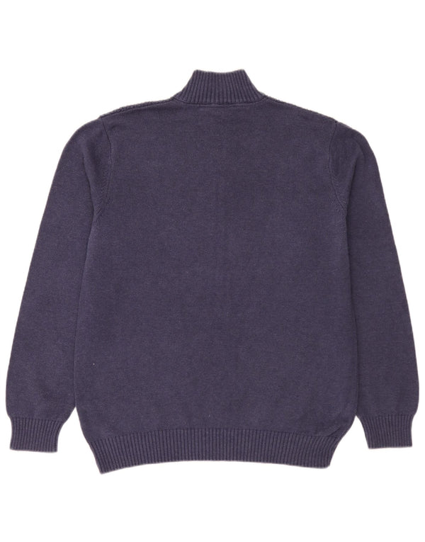 Crew Clothing Mens Suéter Jumper com Pescoço Zip XL Azul Marinho Algodão