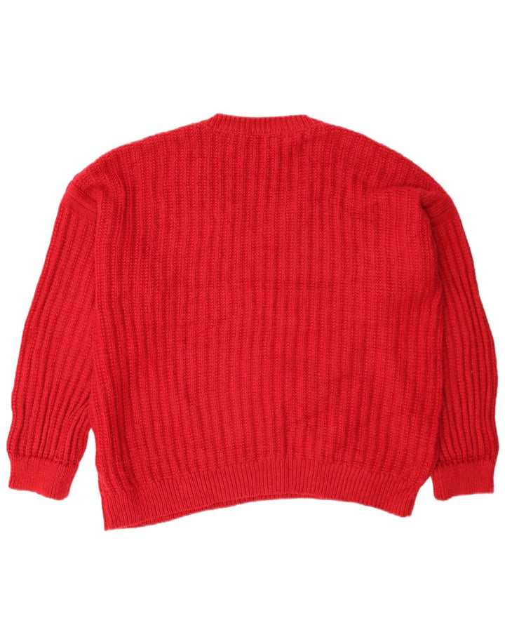 Suéter feminino Marks & Spencer grande com decote em V Reino Unido 16 grande vermelho