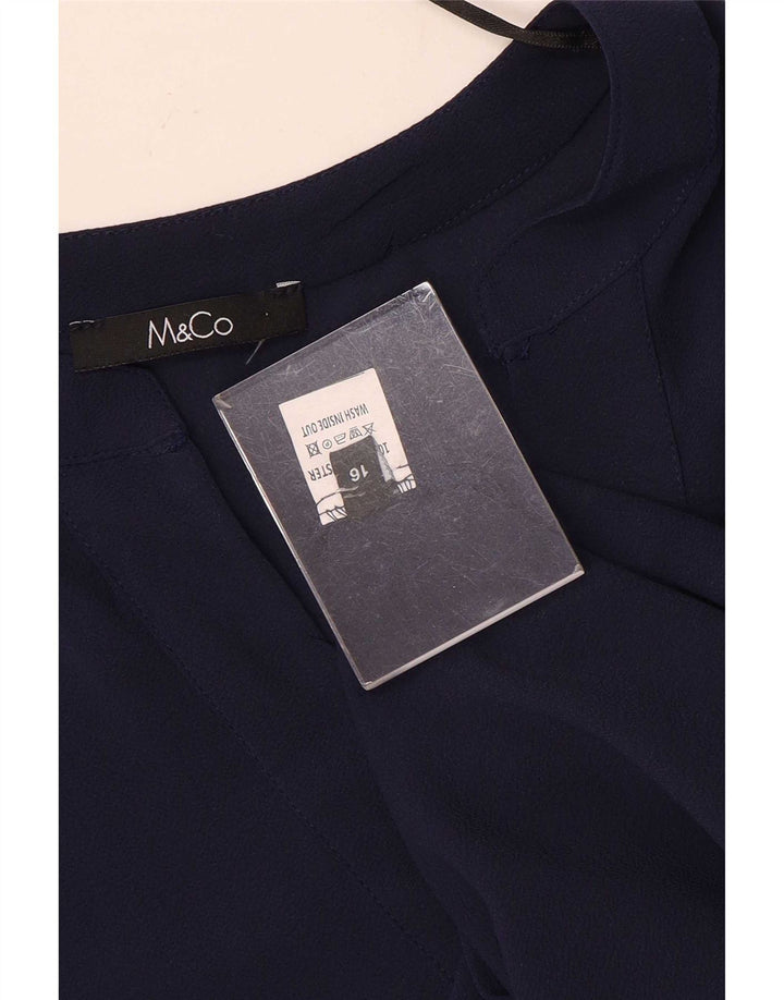M&Co Vestido feminino grande com manga 3/4, Reino Unido 16, grande, azul marinho, poliéster