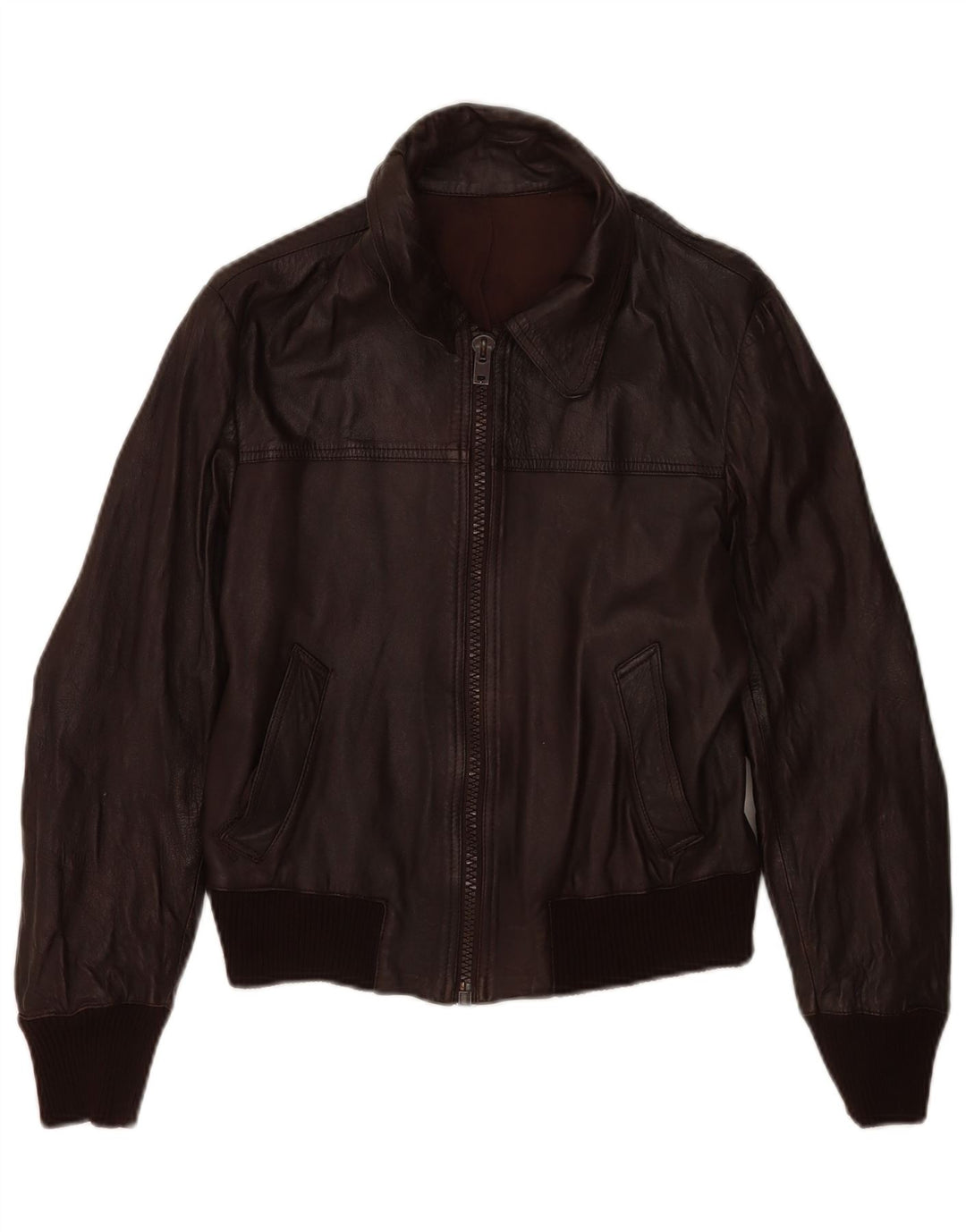 Jaqueta de couro bomber feminina vintage IT 48 XL couro marrom