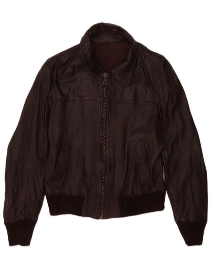 Jaqueta de couro bomber feminina vintage IT 48 XL couro marrom