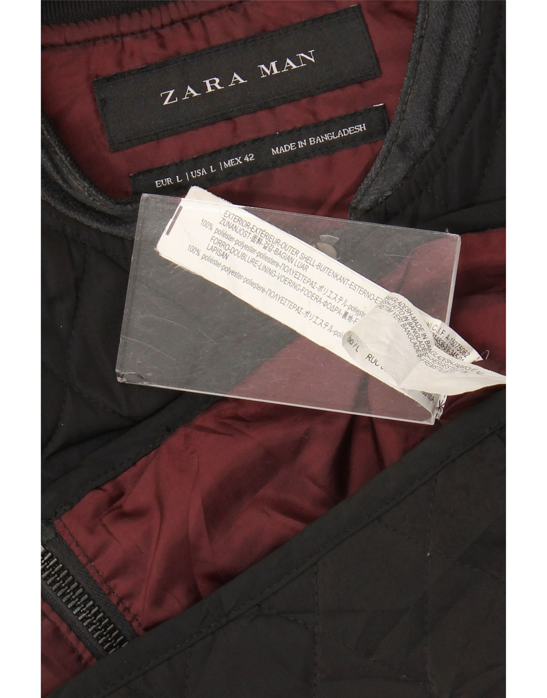 Zara Mens Colete Acolchoado UK 40 Grande Poliéster Preto