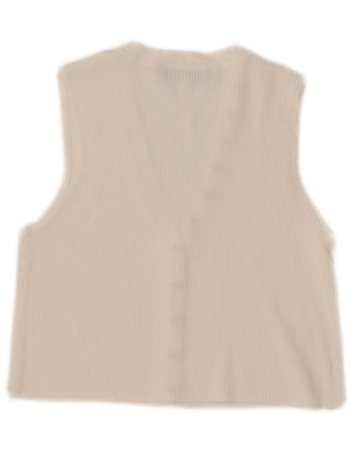 Zara Top curto sem mangas feminino UK 10 pequeno branco