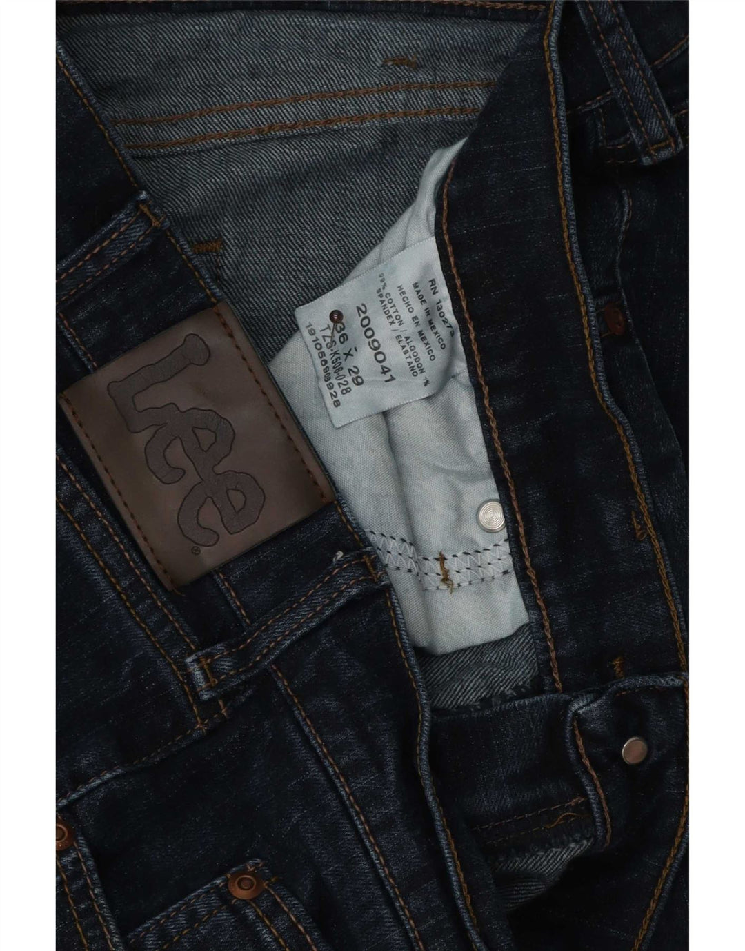Lee Mens Straight Jeans W36 L29 Azul Marinho Algodão