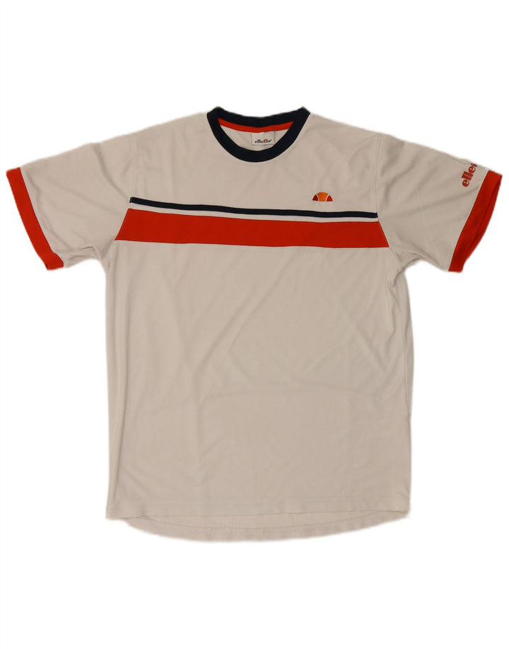 Camiseta masculina Ellesse Top médio branco colorblock poliéster