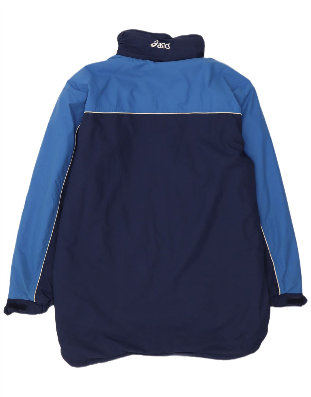 Jaqueta corta-vento masculina Asics UK 40 grande azul marinho Colourblock Nylon