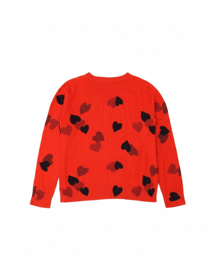 Suéter feminino MARKS & SPENCER com gola canoa e coração vermelho médio UK 12