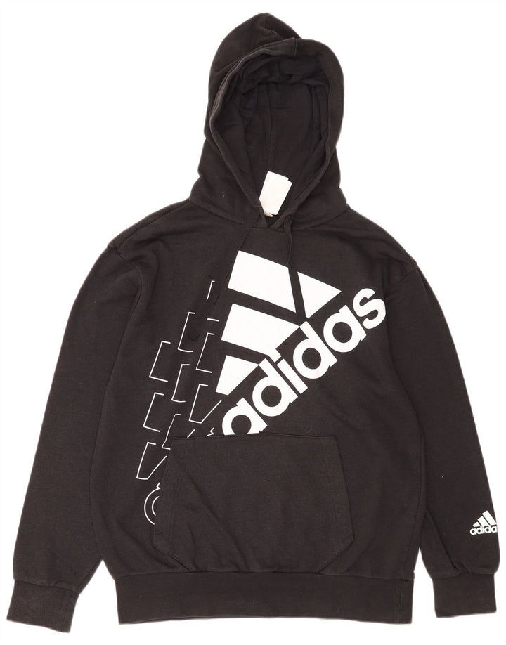 Adidas masculino gráfico moletom com capuz médio algodão preto