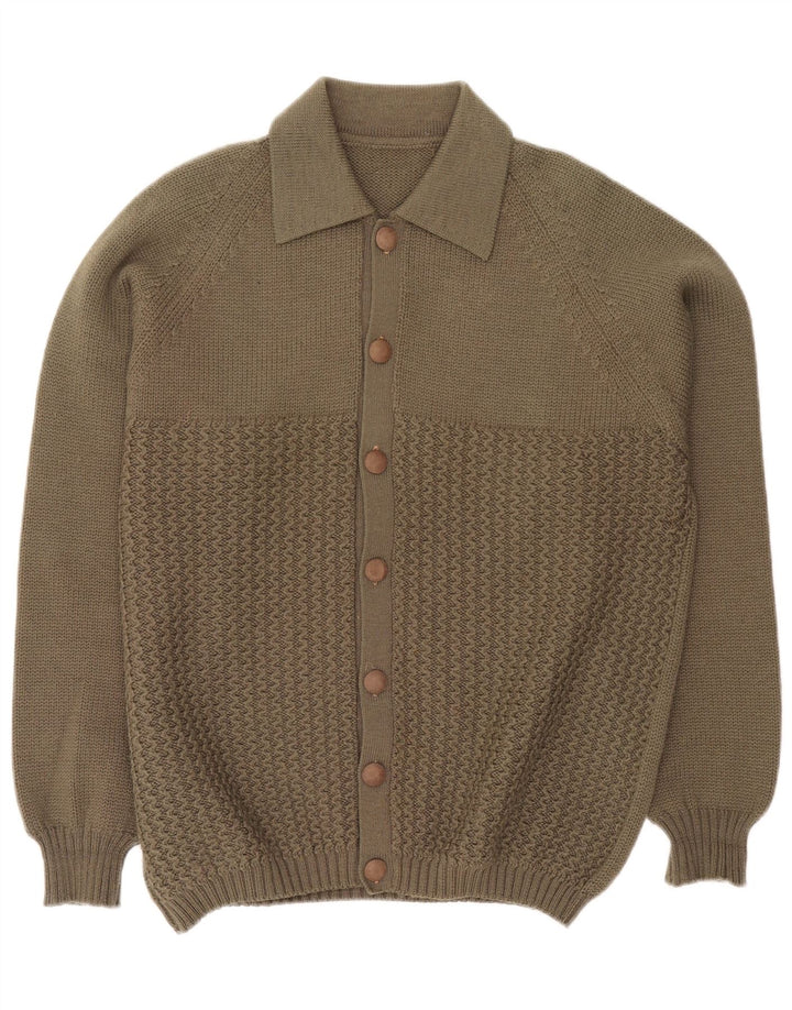 Suéter cardigã masculino vintage grande cáqui