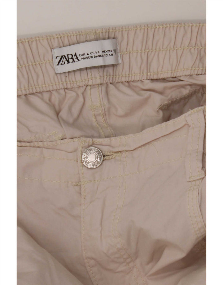 Calça cargo feminina Zara com perna larga grande W30 L30 cinza