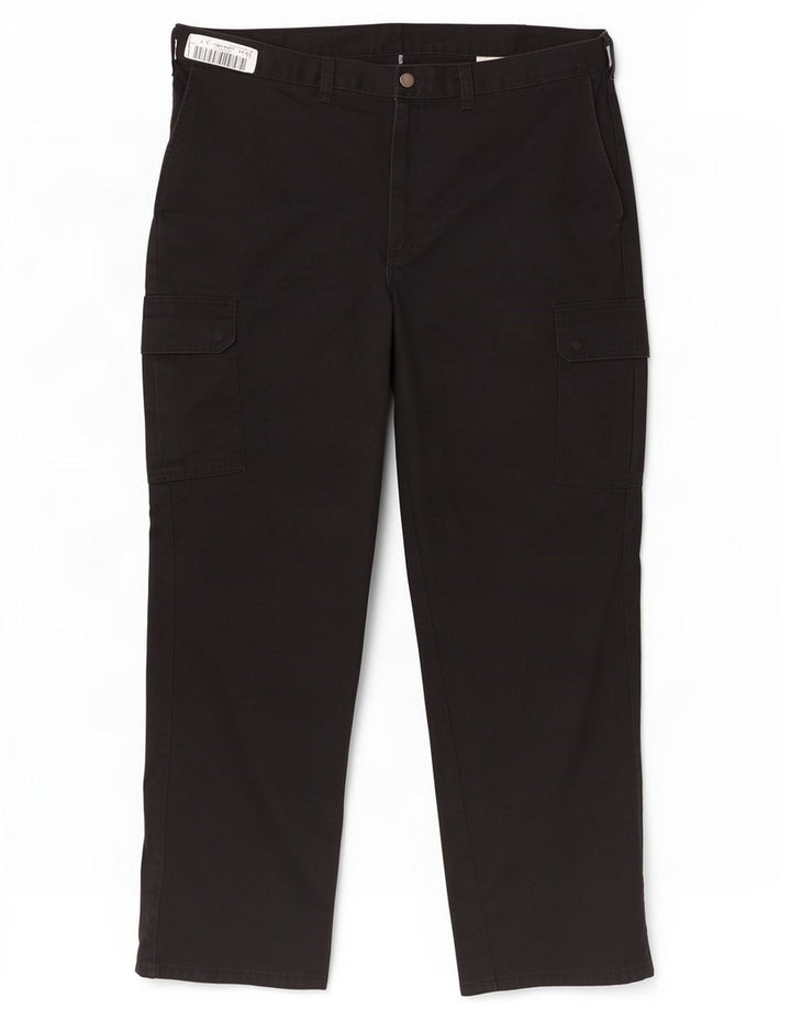 Calças cargo retas masculinas Dickies W42 L32 poliéster preto