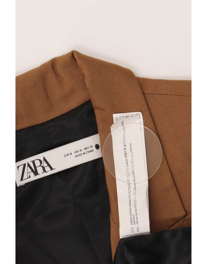 Jaqueta blazer feminina Zara Longline Double Breasted Reino Unido 12 marrom médio