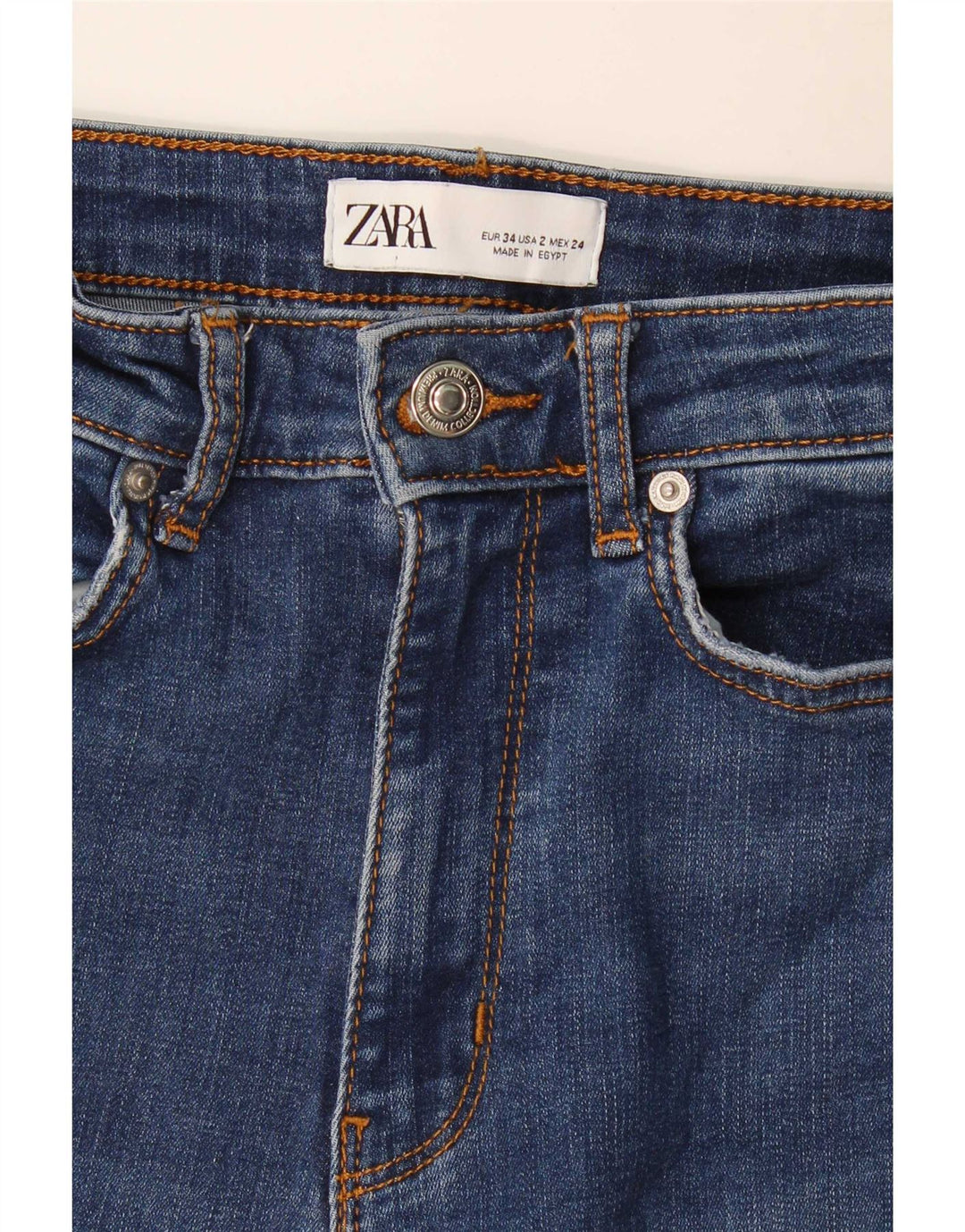 Zara Calça jeans feminina larga EU 34 2XS W24 L32 Azul