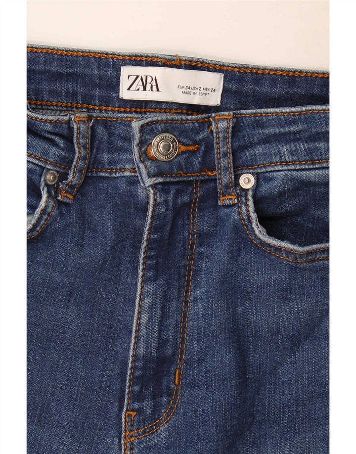 Zara Calça jeans feminina larga EU 34 2XS W24 L32 Azul