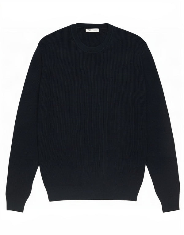 Zara Suéter masculino com gola redonda e algodão verde pequeno