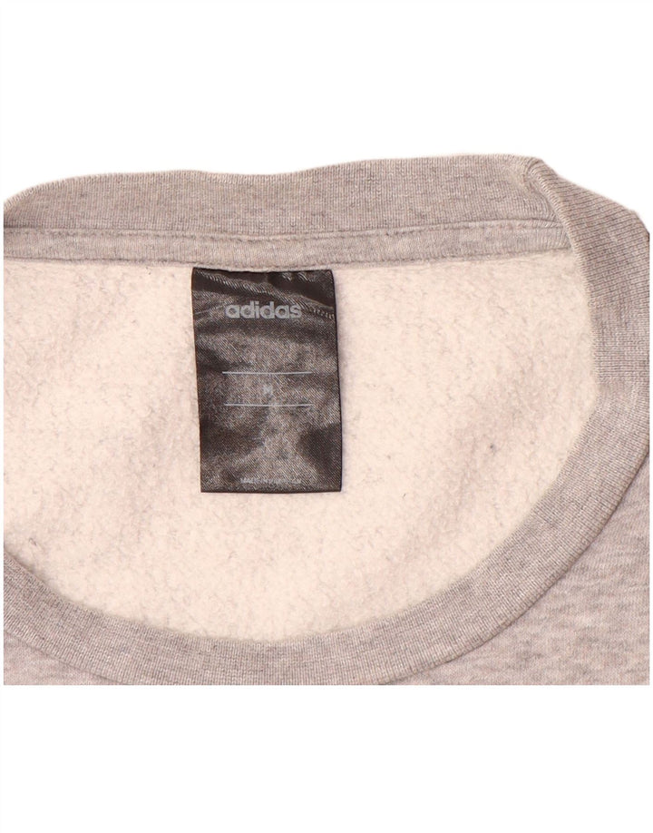 ADIDAS Mens Moletom Jumper Médio Cinza Algodão Flecked