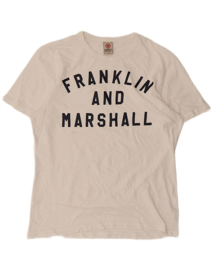 Camiseta gráfica masculina Franklin & Marshall Top médio algodão branco