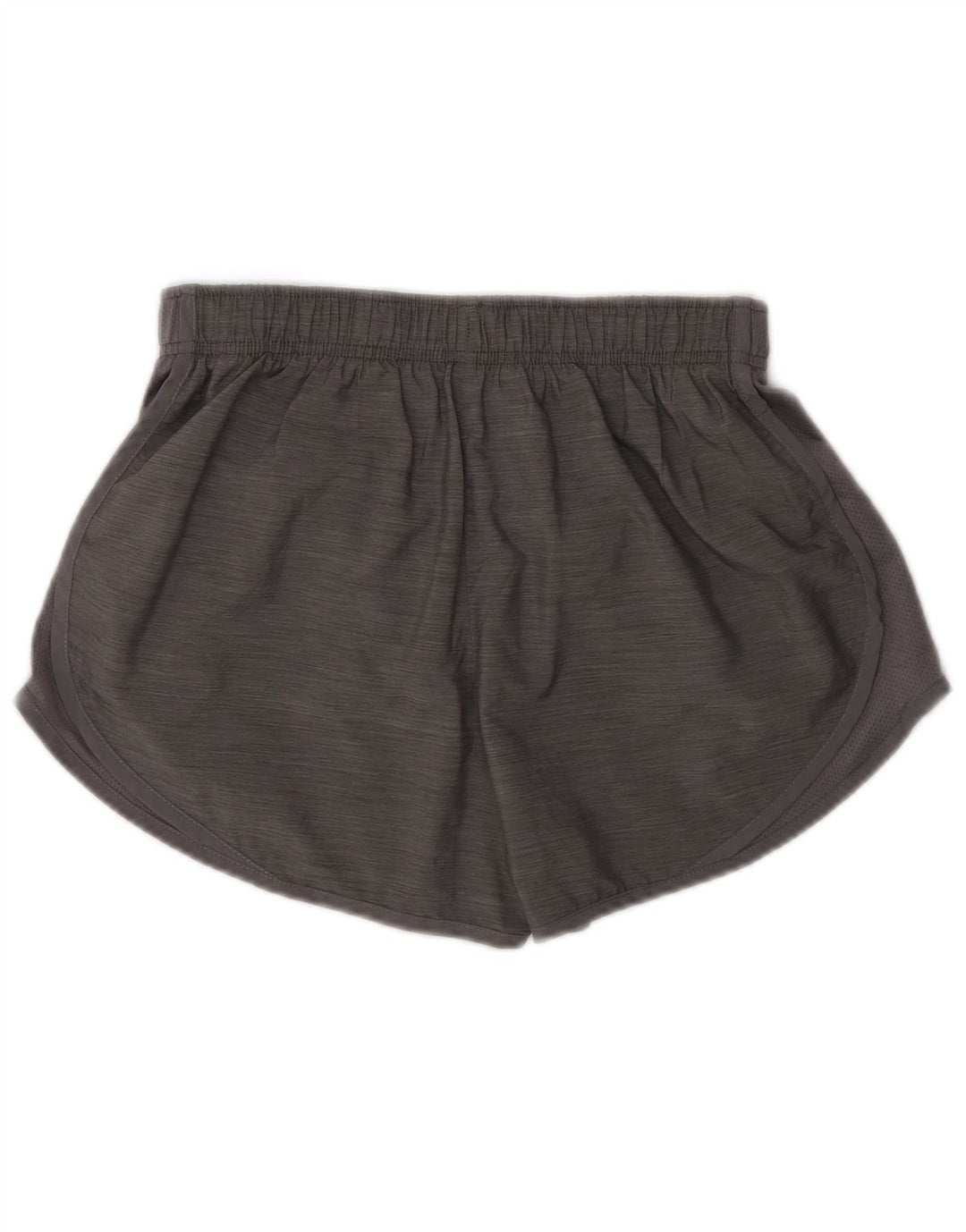 Shorts esportivos femininos Nike UK 8 pequeno poliéster manchado cinza