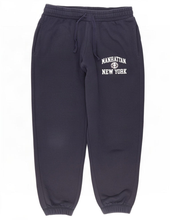 Zara Womens Crop Tracksuit Calças Joggers Reino Unido 12 Médio Azul Marinho