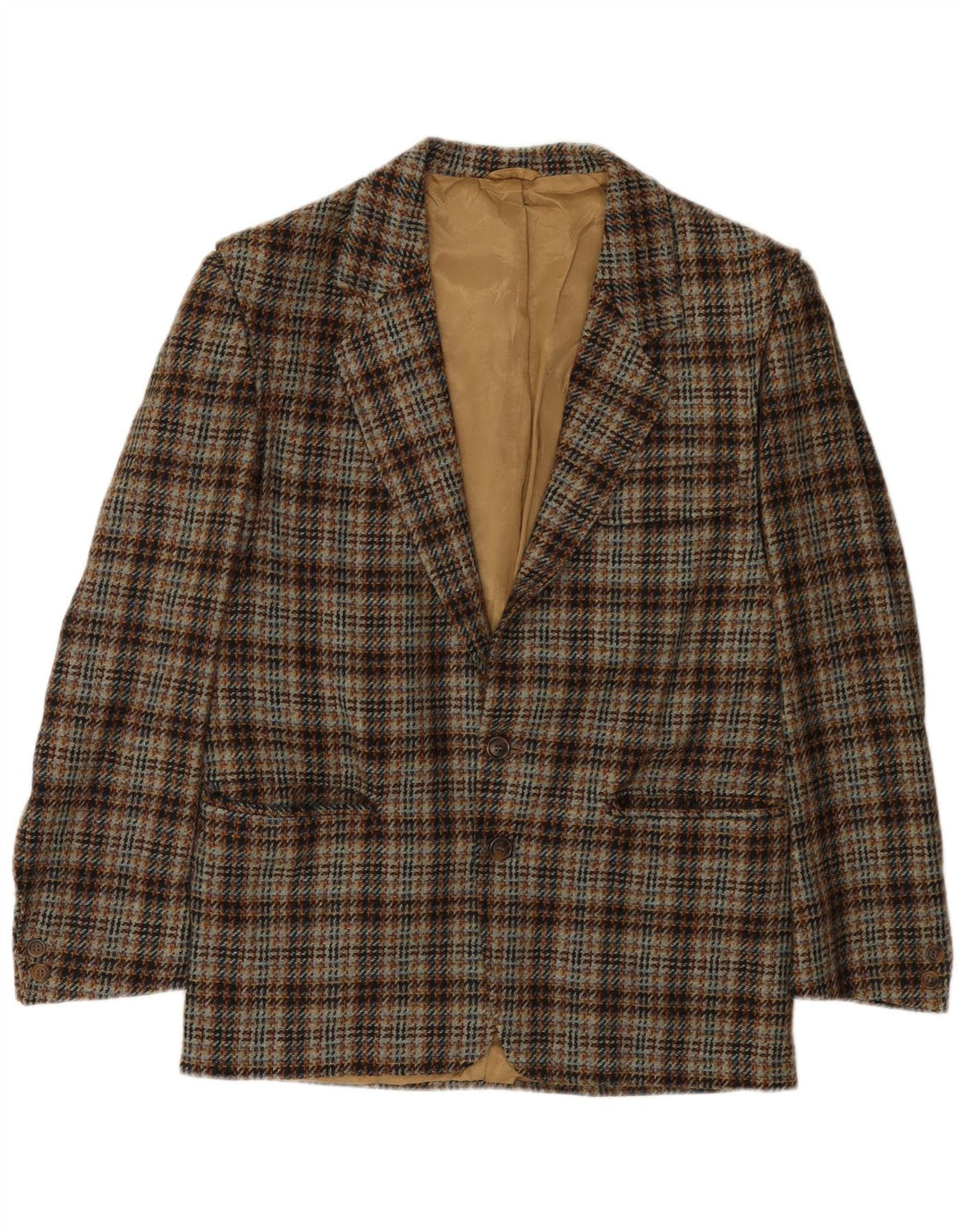 Jaqueta blazer masculina vintage com 2 botões IT 44 XS lã houndstooth bege