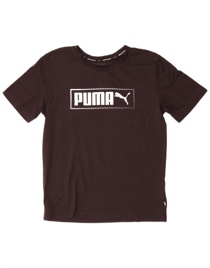 Puma Mens Graphic T-Shirt Top Pequeno Algodão Preto