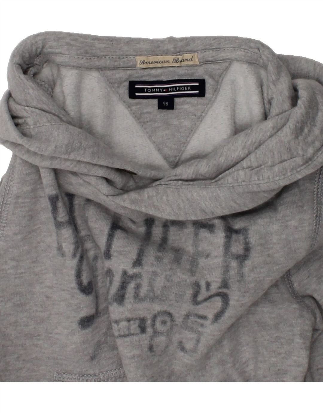 TOMMY HILFIGER Boys Graphic Hoodie Jumper 2-3 Years Grey Cotton | Vintage Tommy Hilfiger | Thrift | Second-Hand Tommy Hilfiger | Used Clothing | Messina Hembry 