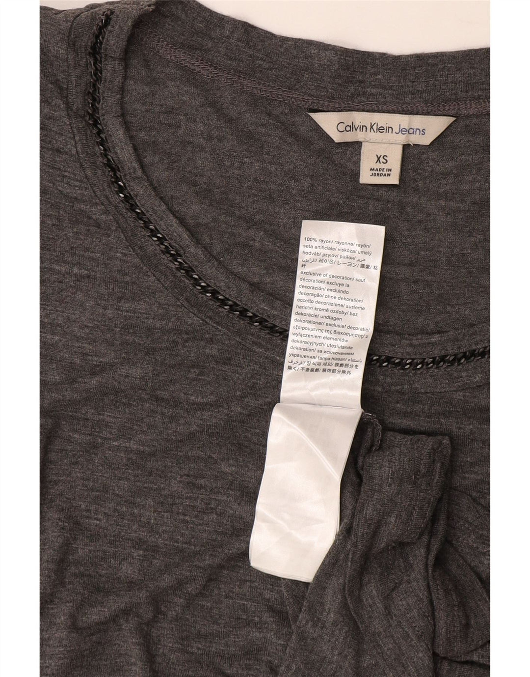 Calvin Klein Camiseta Feminina Loose Fit Top UK 8 XS Rayon Cinza