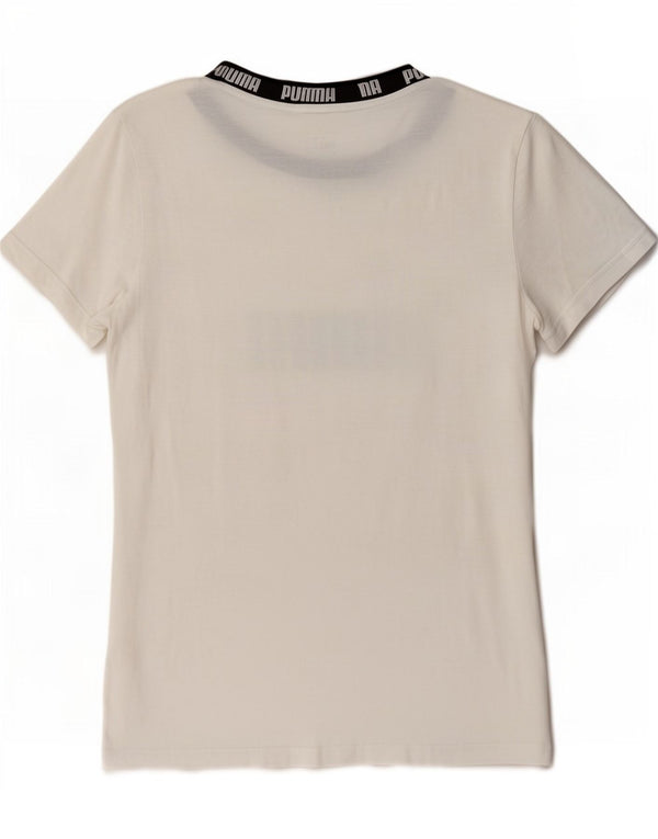 Puma Camiseta Feminina Regular Graphic Top UK 14 Médio Branco