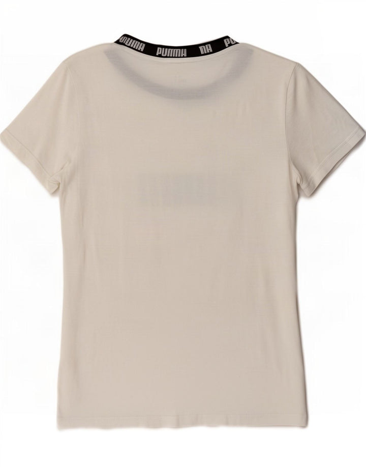 Puma Camiseta Feminina Regular Graphic Top UK 14 Médio Branco