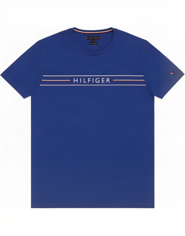 Camiseta masculina Tommy Hilfiger com estampa gráfica azul médio algodão